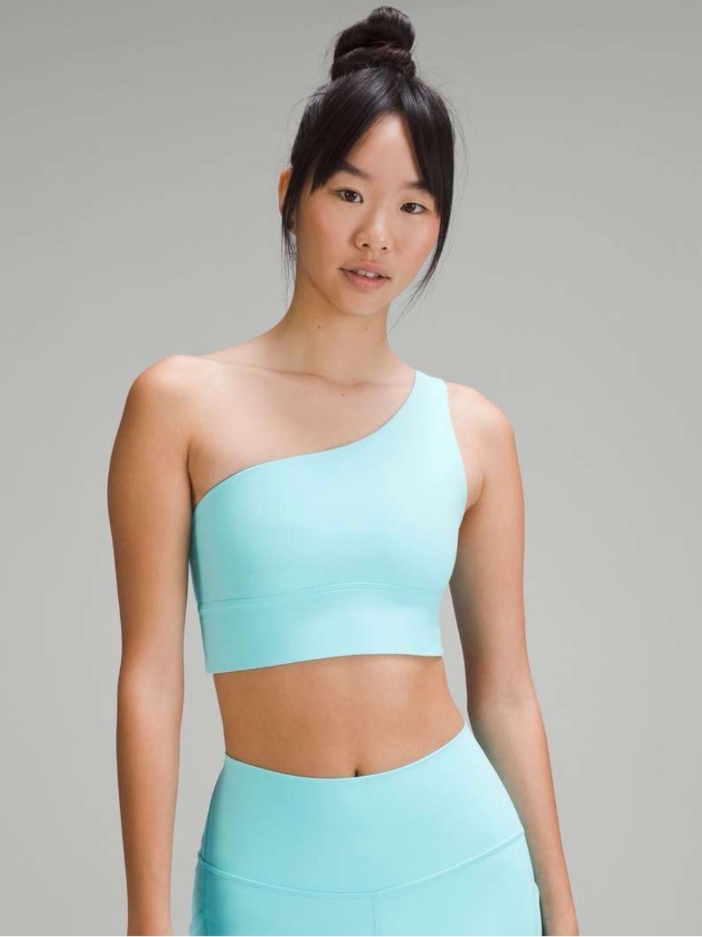 Lululemon Align Asymmetrical Bra for Soulcycle in aqua size 8
